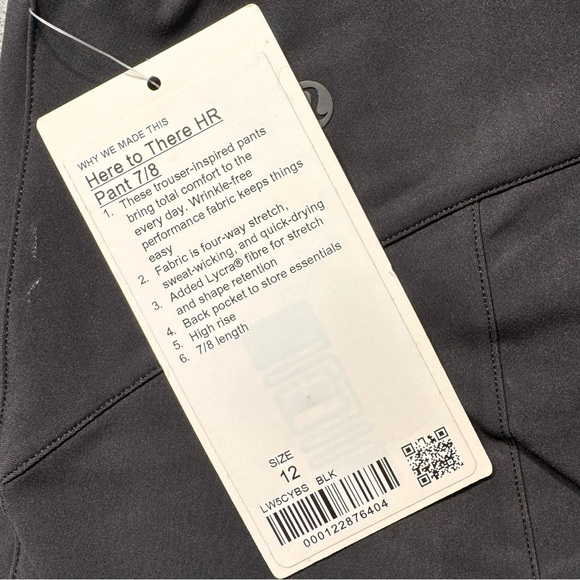 Lululemon Here to There High-Rise 7/8 Pant Black Women’ Size 12 NWT - Picture 5 of 7